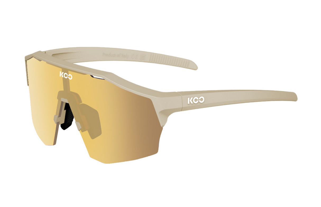 KOO Alibi Large Cycling Sunglasses - Sand Matte w/ Gold Lens
