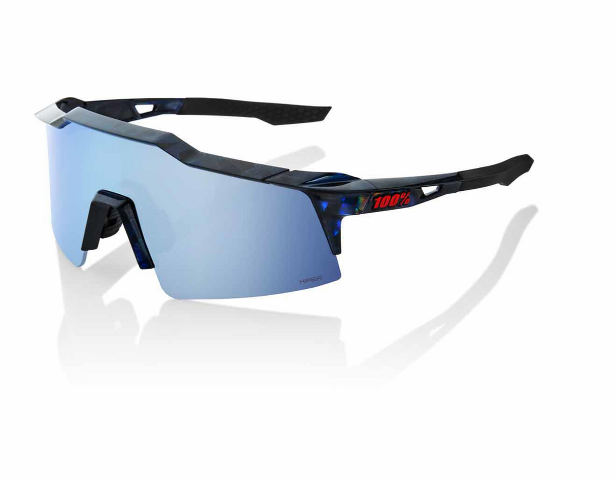 100% Sunglasses SPEEDCRAFT SL - Black Holographic HiPER Blue Mirror Lens Sporting Goods > Cycling > Sunglasses & Goggles Full Catalog 100%