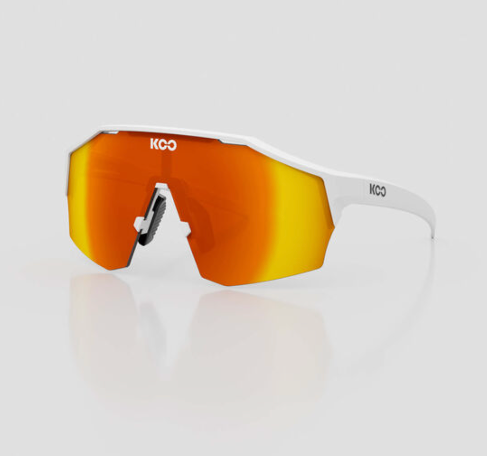 KOO Alibi Cycling Sunglasses - White Matte w/ Red Mirror Lens