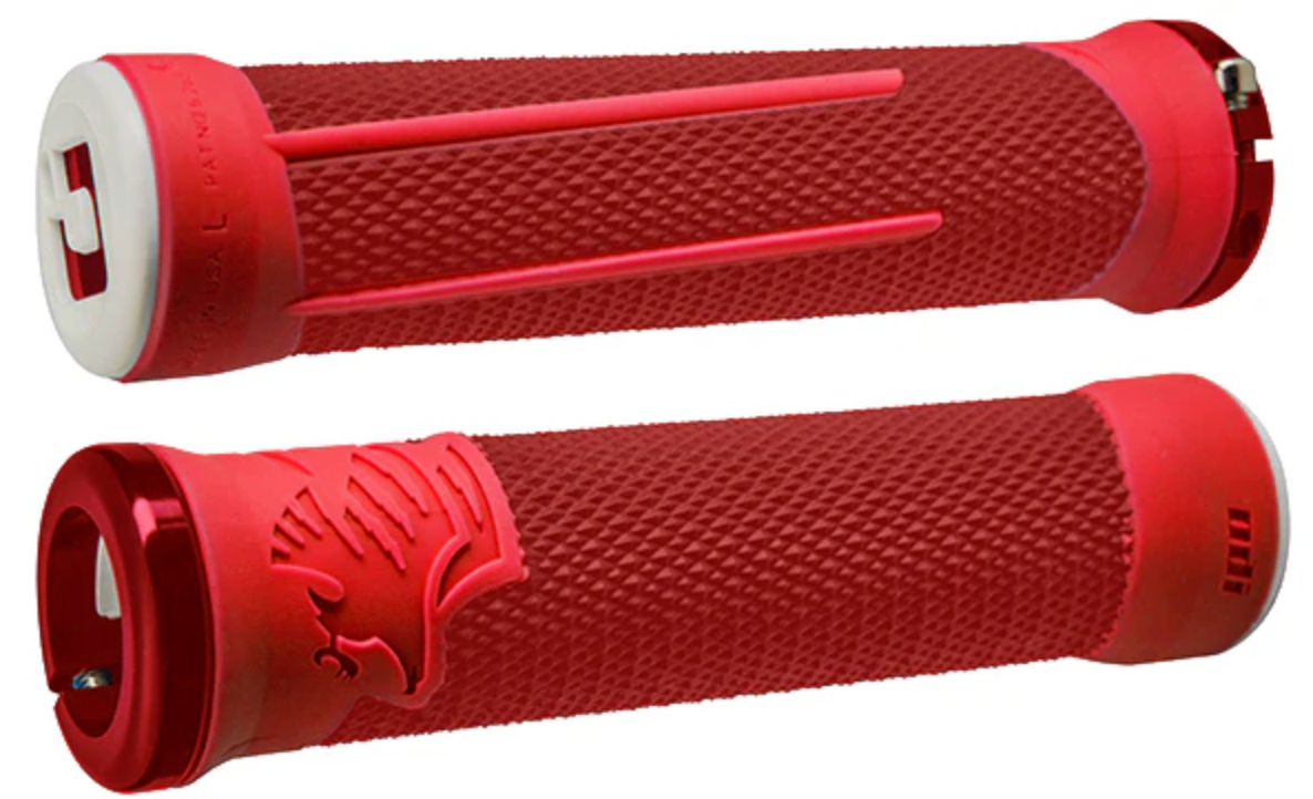Odi AG-2 Signature Mountain Bike Grips, 135mm, Red/Fire Red w/ Red Lock