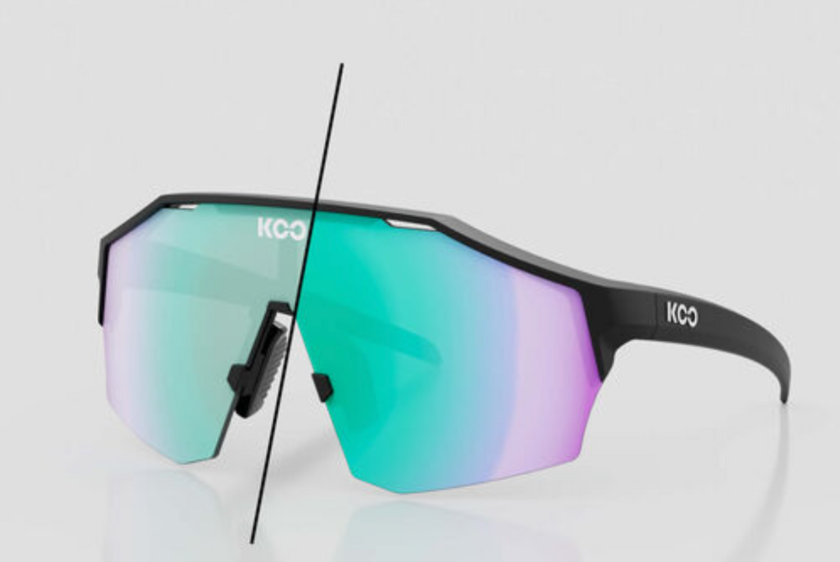 KOO Alibi Large Cycling Sunglasses - Black Matte w/ Green Photochromic Lens