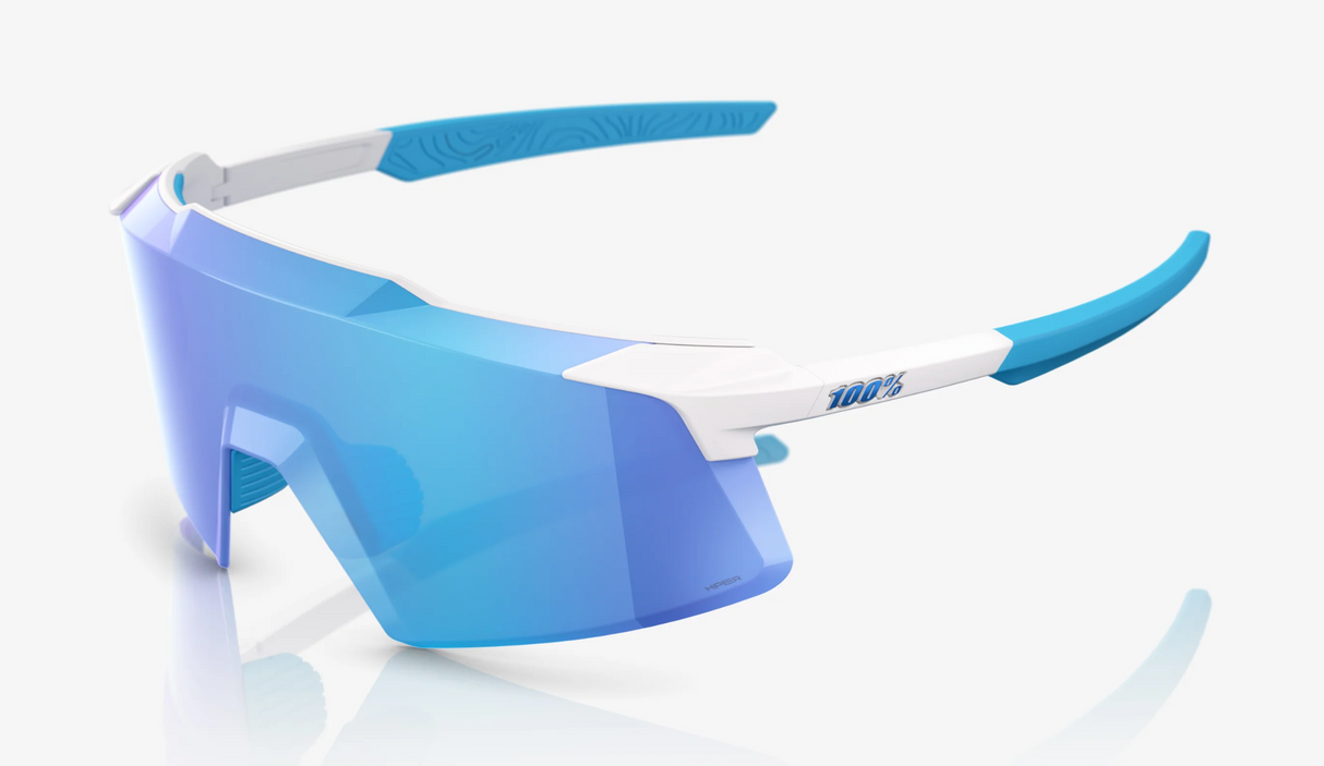 100% Percent Sunglasses - Aerocraft - Matte White - HiPer Blue Mirror