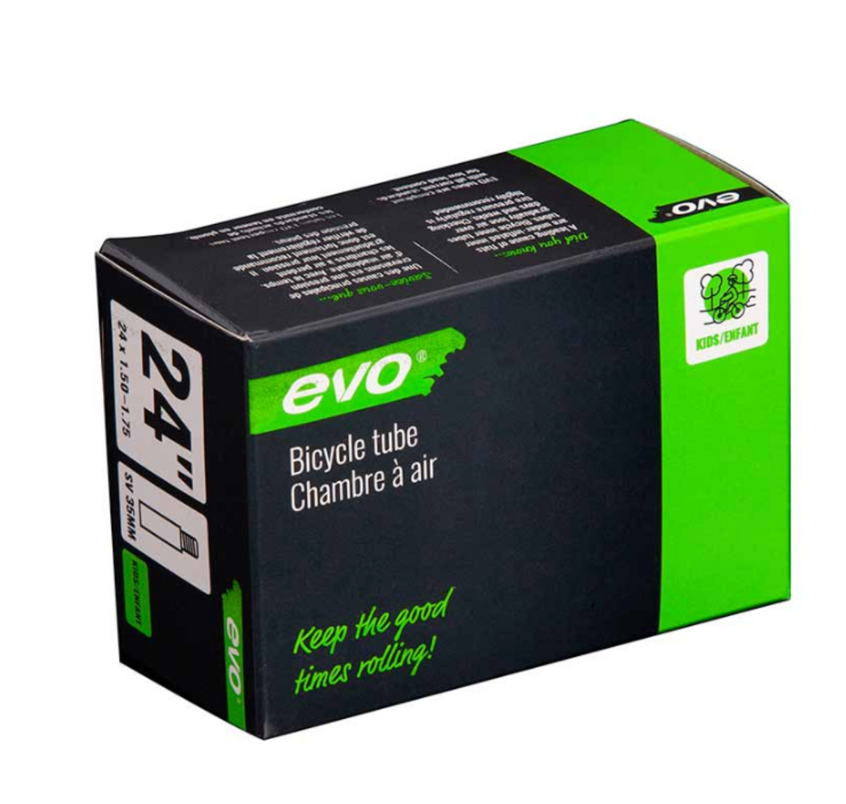EVO, SV, Bicycle Tube, Schrader, Length: 48mm, 24'', 1.50-1.75