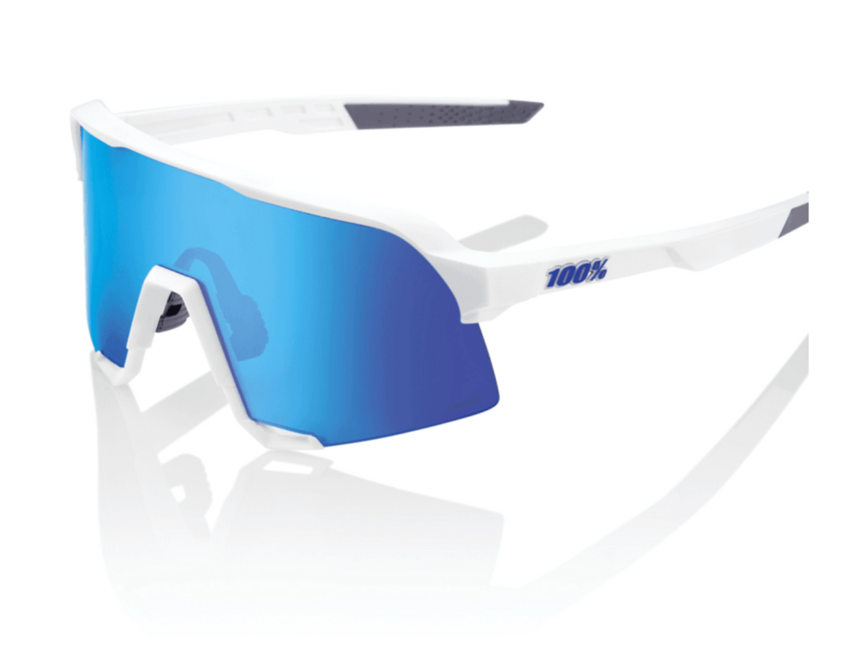 100% Percent Sunglasses S3 Matte White - Hiper Blue Multilayer + Clear
