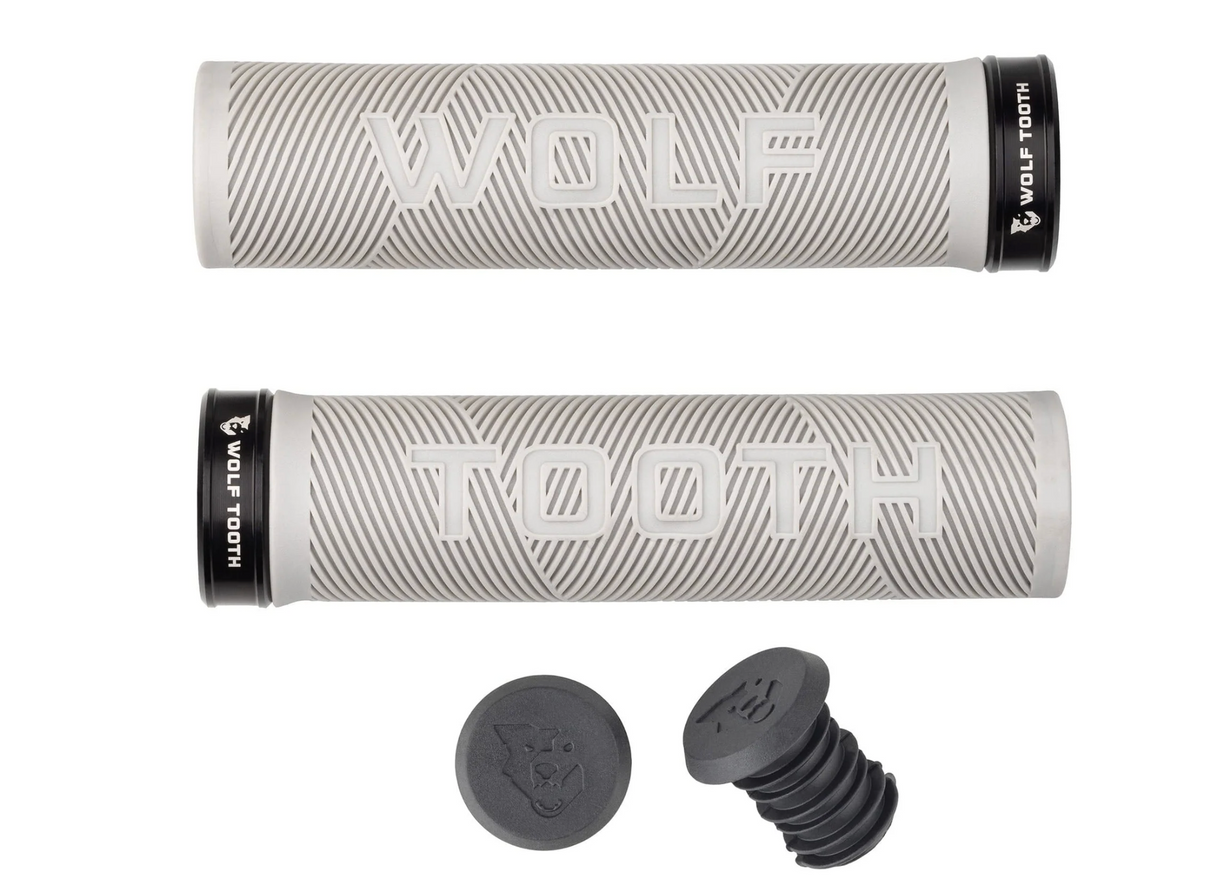 Wolf Tooth Echo Lock On Mountain Bike Grips - Gray / Black