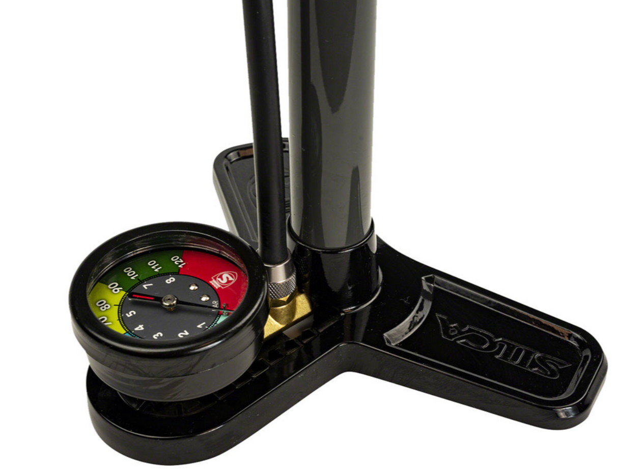 Silca Pista Plus Floor Pump Steel w/ Ash Wood Handle 220psi Press-On Chuck