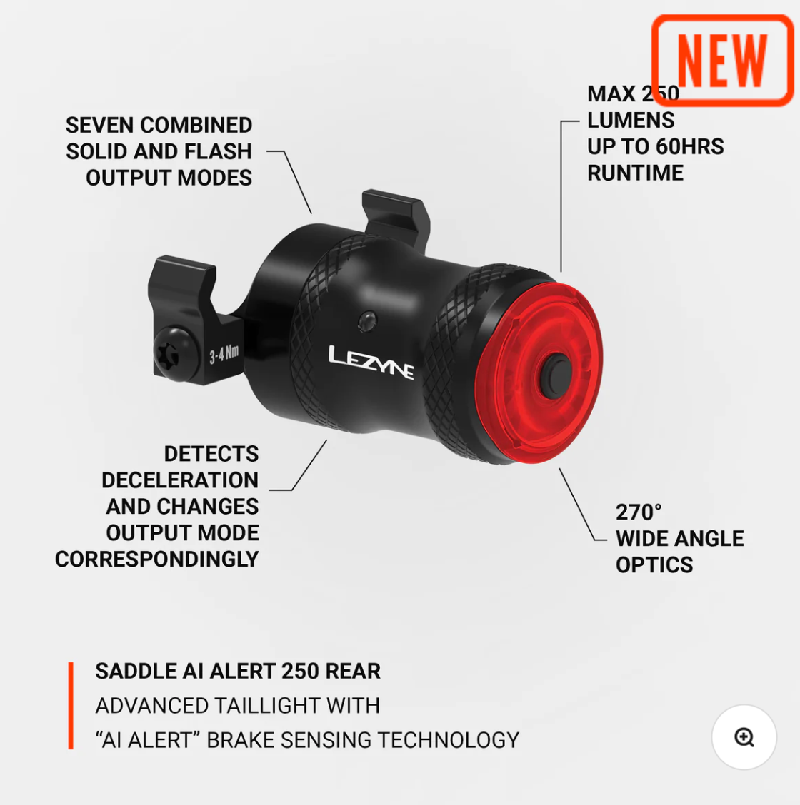 Lezyne Saddle Ai Alert 250 Rear Taillight