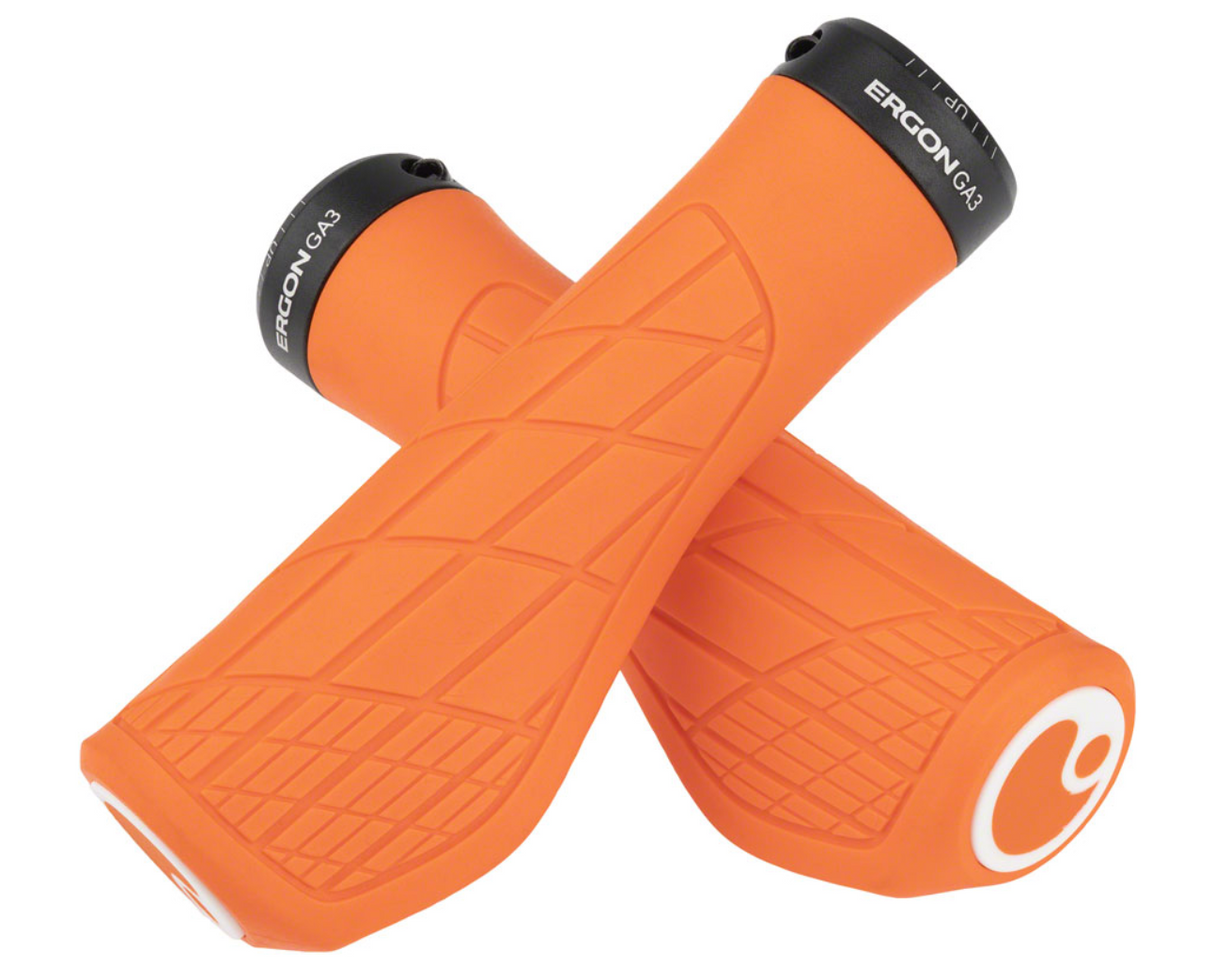 Ergon GA3 Mountain Bike Bicycle Grips - Juicy Orange, Lock-On, Large