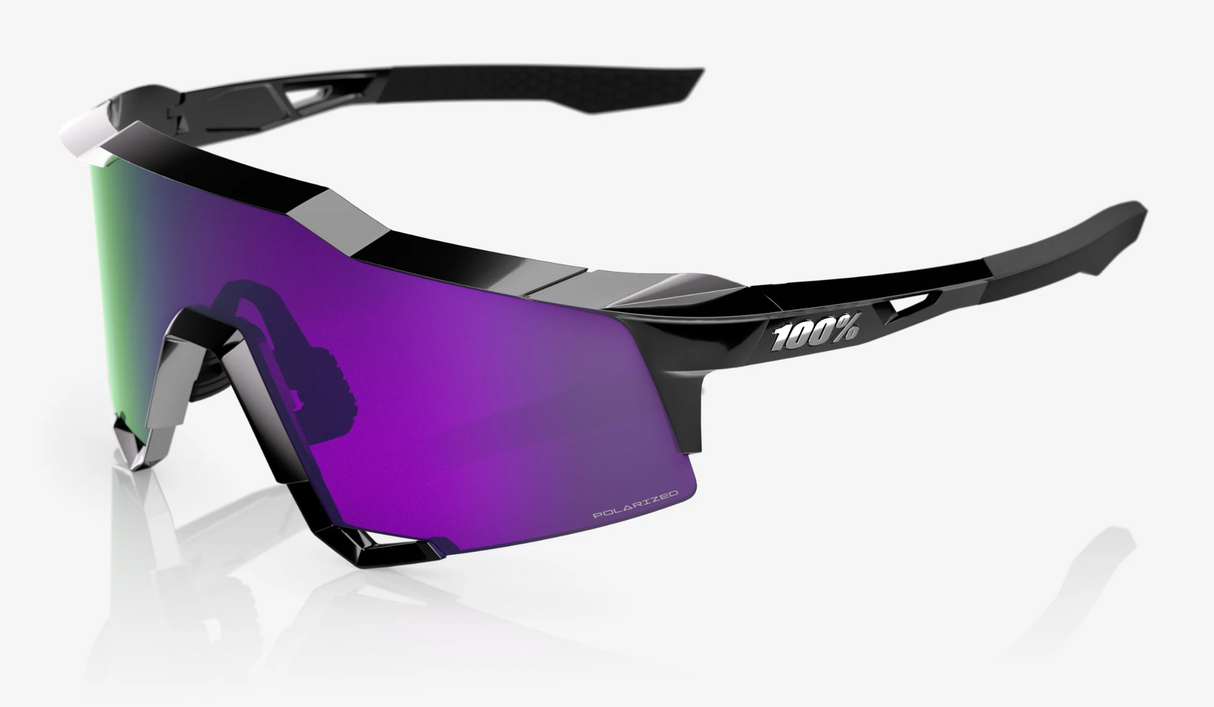 100% Sunglasses - Speedcraft - Polished Black - Hiper Lavender Mirror Polarized