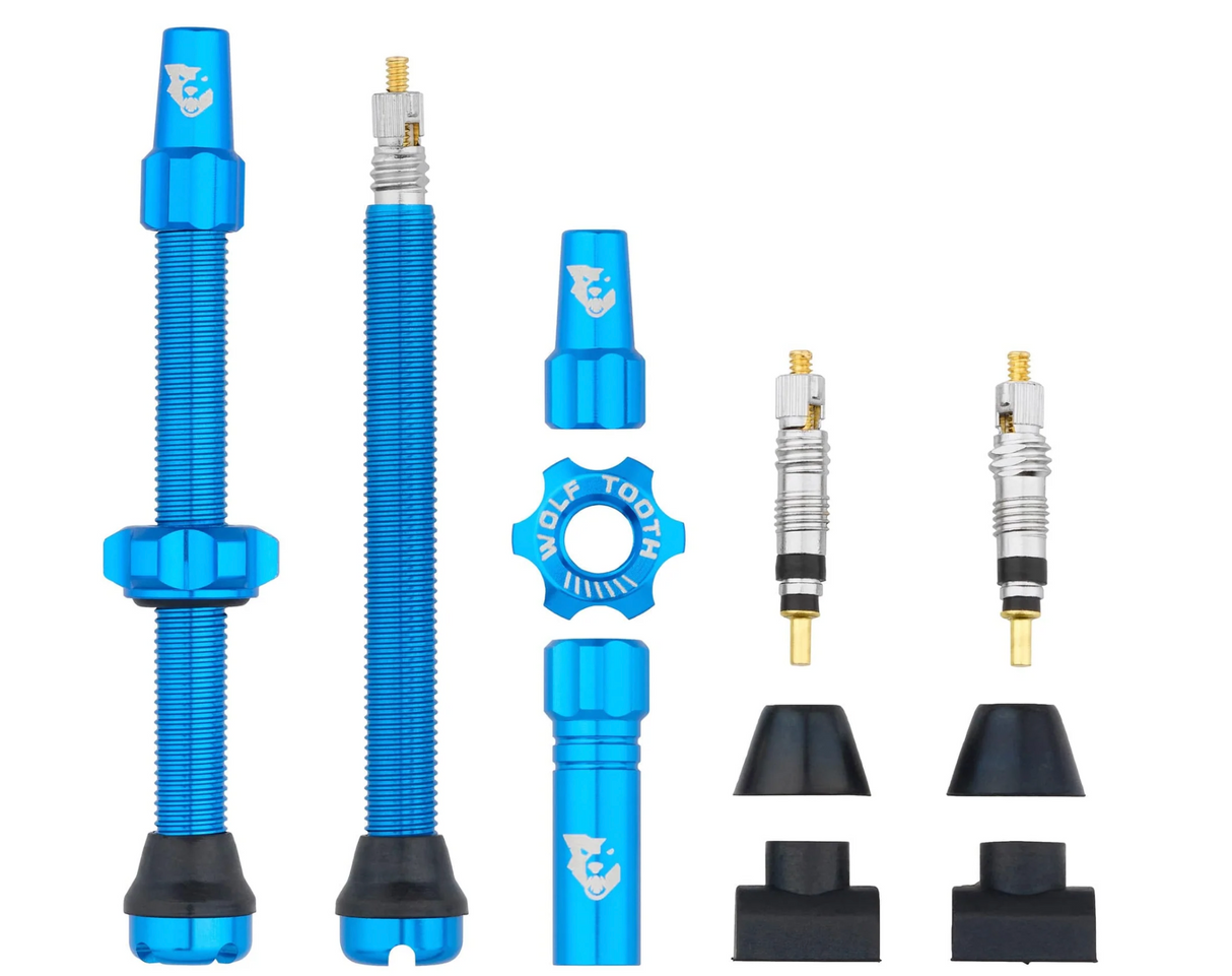 Wolf Tooth Tubeless Presta Valve Stem Kit - 60mm - Blue- Made in USA