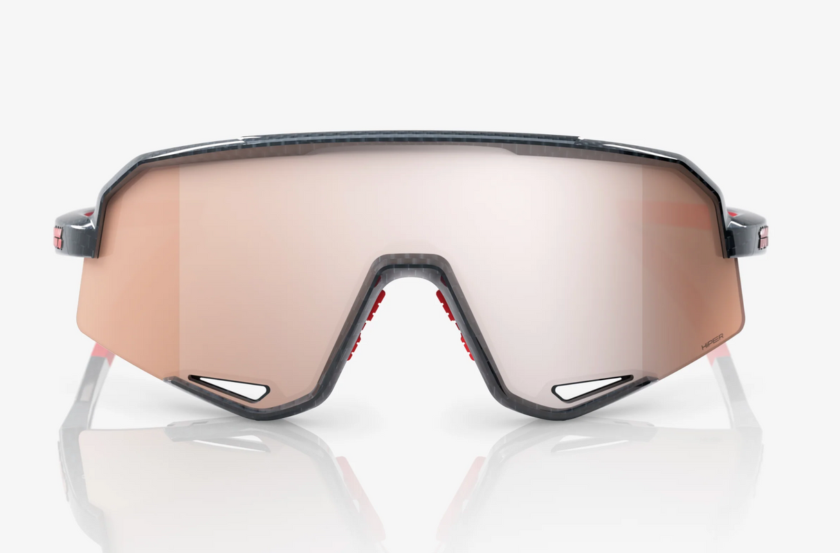 100% Sunglasses - Slendale - Gloss Carbon Fiber Crimson Silver Mirror Lens