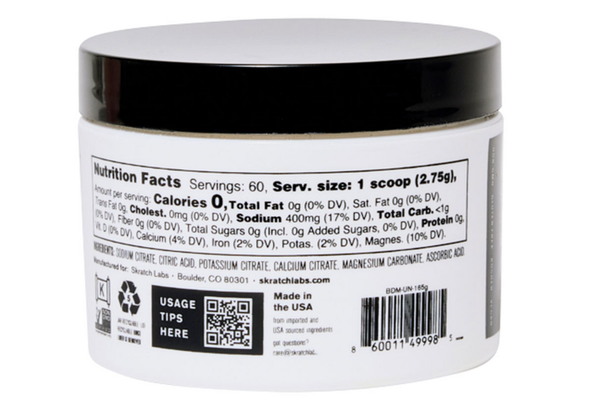 Skratch Labs Electrolyte Booster, Unflavored Hydration, 60-Serving Jar