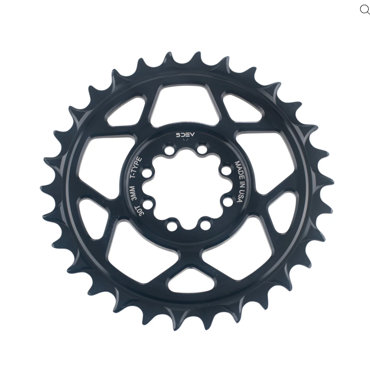 5Dev T-Type Chainring 3-Bolt Direct Mount 30t Made in USA Black