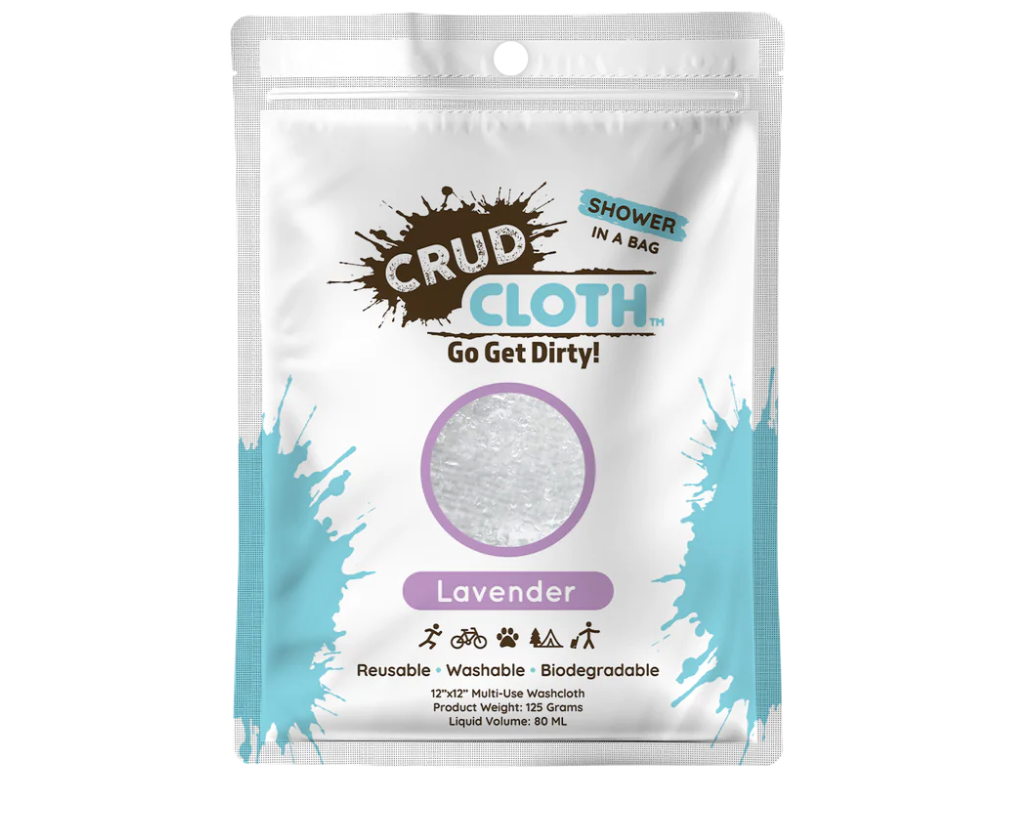 Crud Cloth Shower In A Bag | Citrus Scented | Biodegradable No Rinse Bathing Wipes For Camping, Backpacking, and Travel. Pre Soaped Disposable Washcloths and Body Wipes