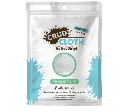 Crud Cloth Shower In A Bag | Citrus Scented | Biodegradable No Rinse Bathing Wipes For Camping, Backpacking, and Travel. Pre Soaped Disposable Washcloths and Body Wipes