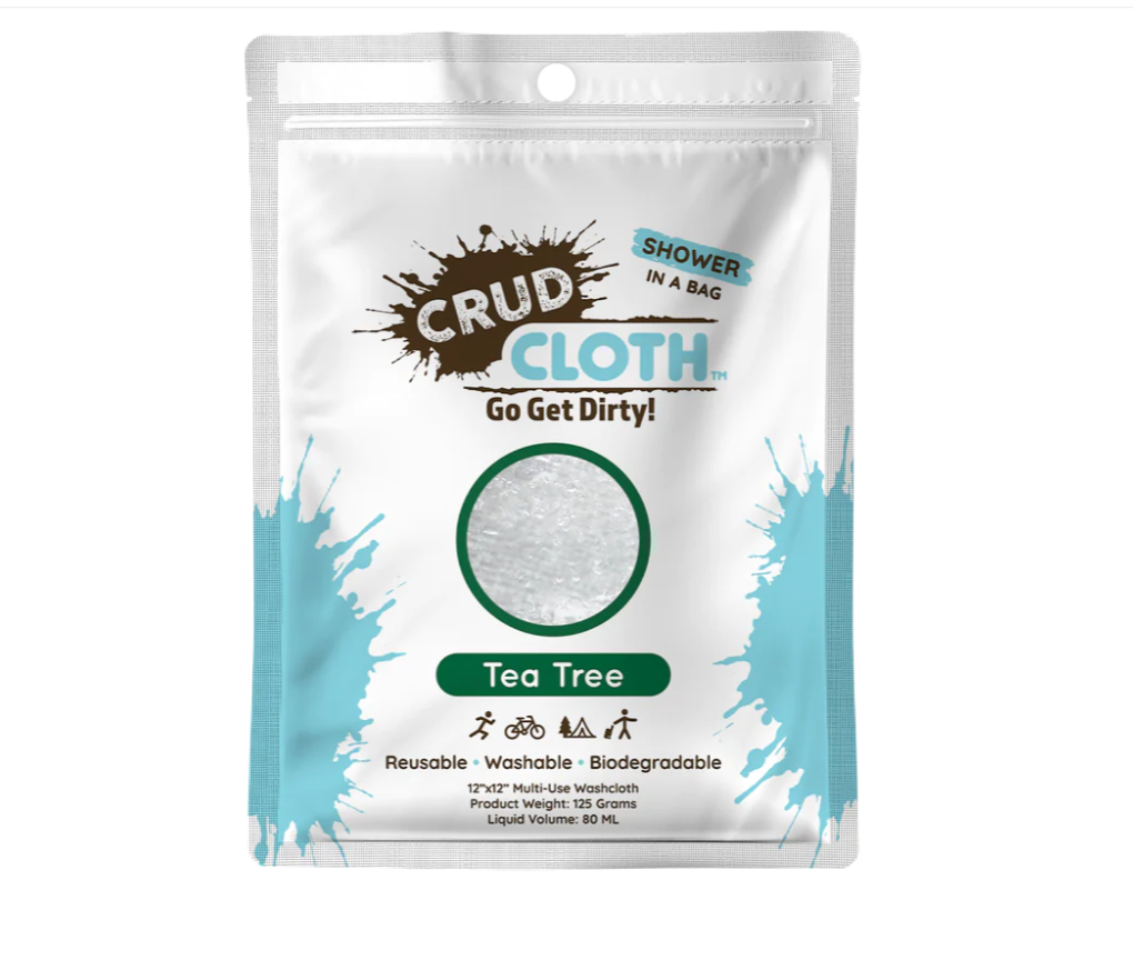 Crud Cloth Shower In A Bag | Citrus Scented | Biodegradable No Rinse Bathing Wipes For Camping, Backpacking, and Travel. Pre Soaped Disposable Washcloths and Body Wipes