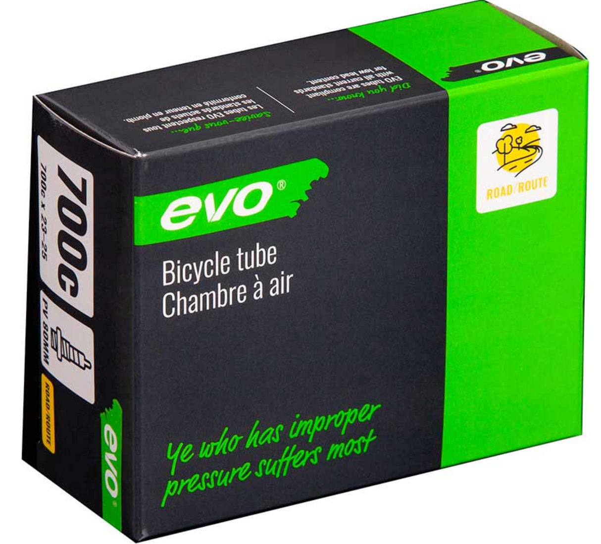 EVO Bicycle Tube Presta, Tube, Length: 80mm, 700C, 23-25C