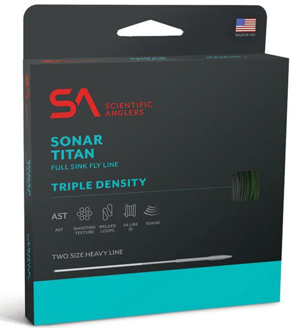 Scientific Anglers Sonar Titan Full Sink Fly Line 3 Density WF7S Grn/Olive/Char