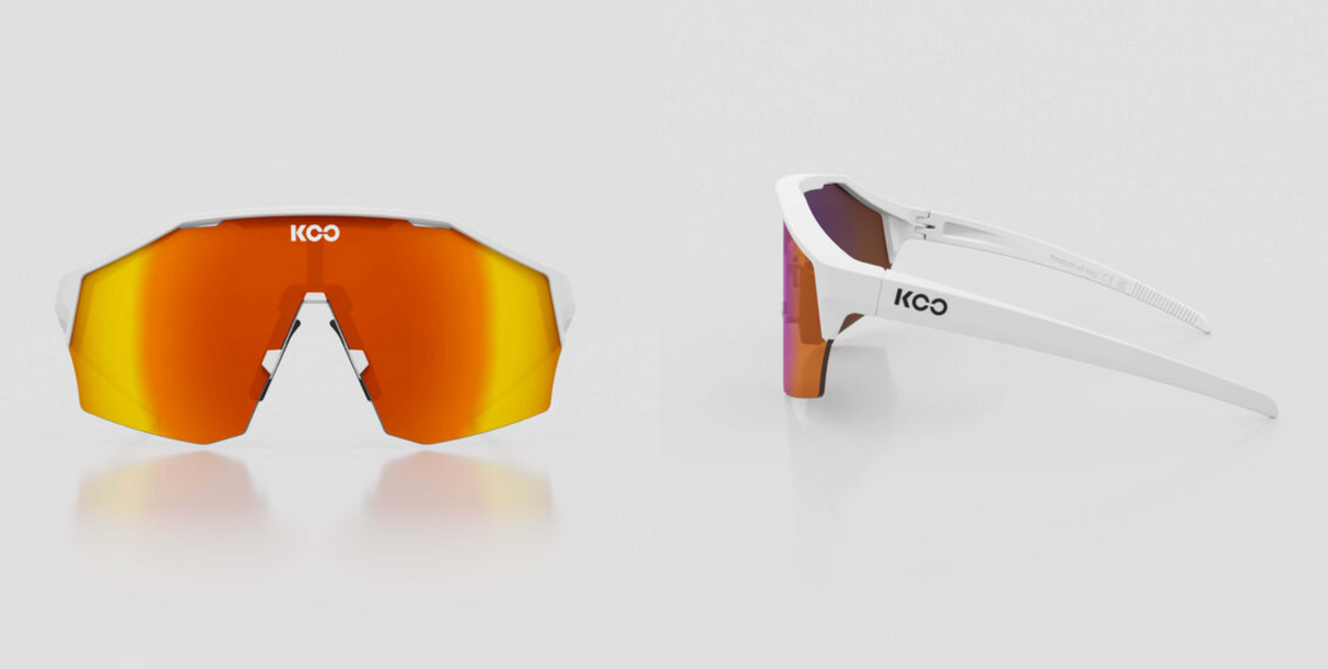 KOO Alibi Cycling Sunglasses - White Matte w/ Red Mirror Lens