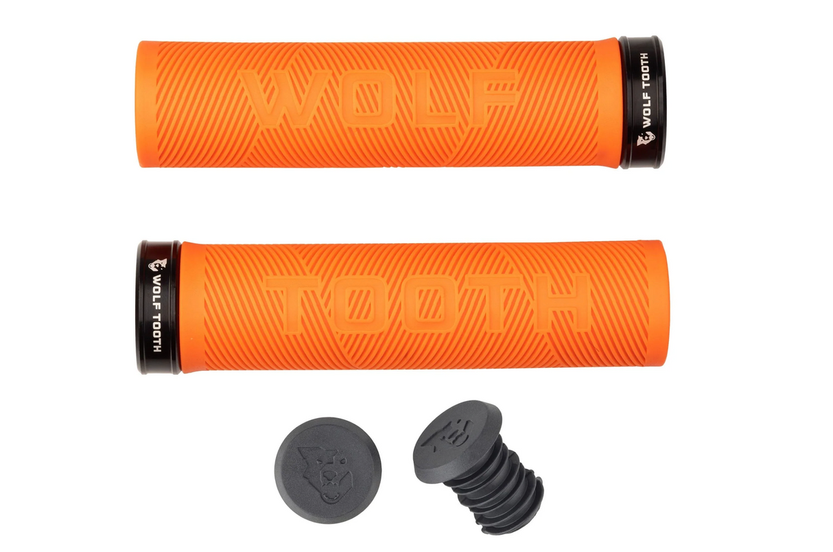 Wolf Tooth Echo Lock On Mountain Bike Grips - Orange / Black