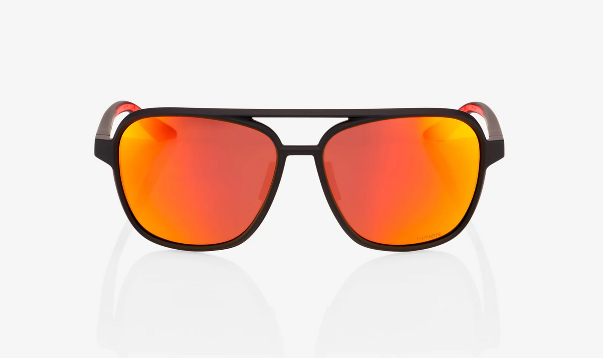 100% Sunglasses - Kasia - Soft Tact Black - Hiper Red MM Lens