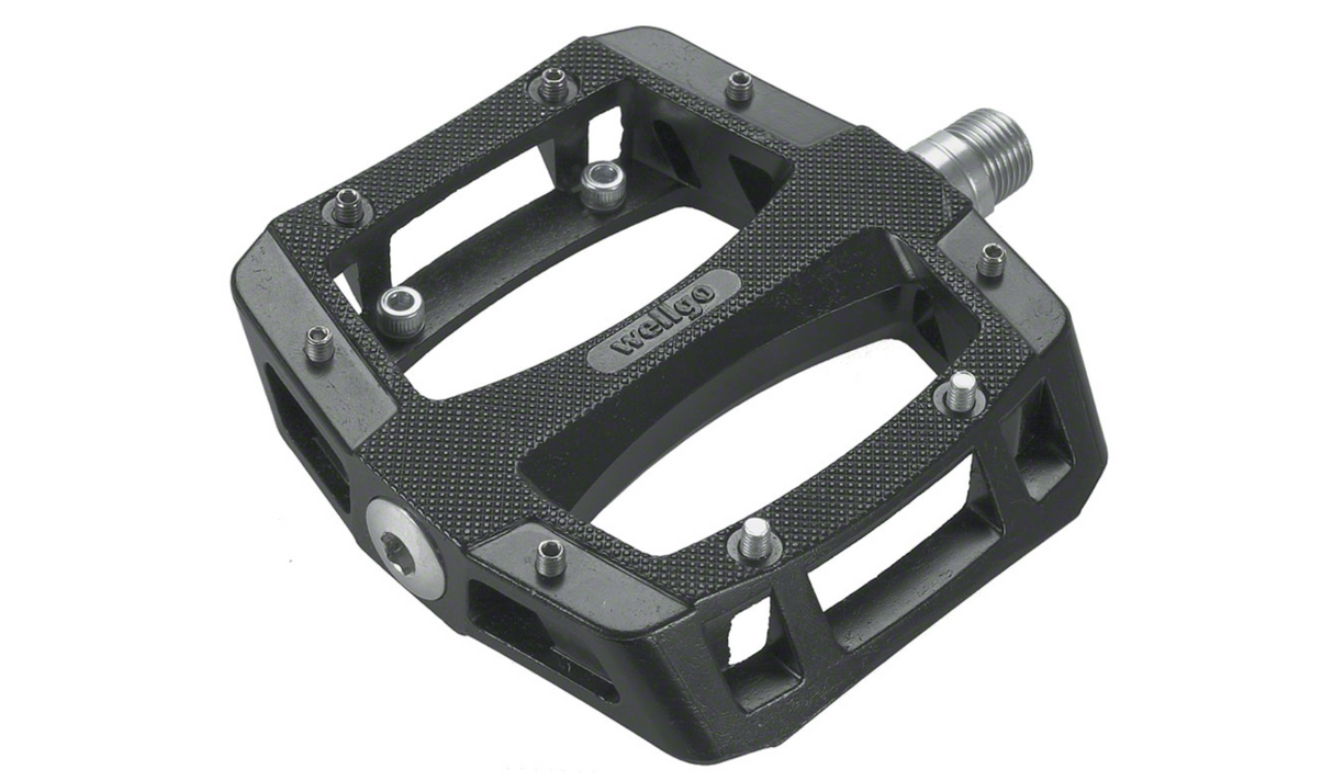 Wellgo A-52 Pedals - Platform/Flat Bicycle Pedals , Aluminum, 9/16", Black Pedals Full Catalog Wellgo