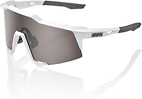 100% Speedcraft Sport Performance Sunglasses Cycling Matte White - HiPER Silver Mirror