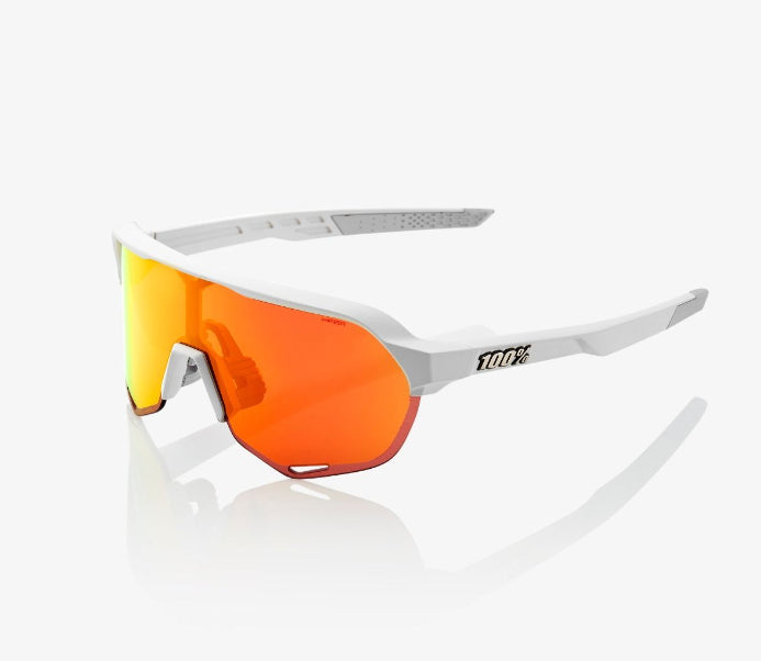 100% Percent Cycling S2 Sunglasses - Matte Off White - HiPER Red Multilayer Mirror Lens Sporting Goods > Cycling > Sunglasses & Goggles 100% 100%