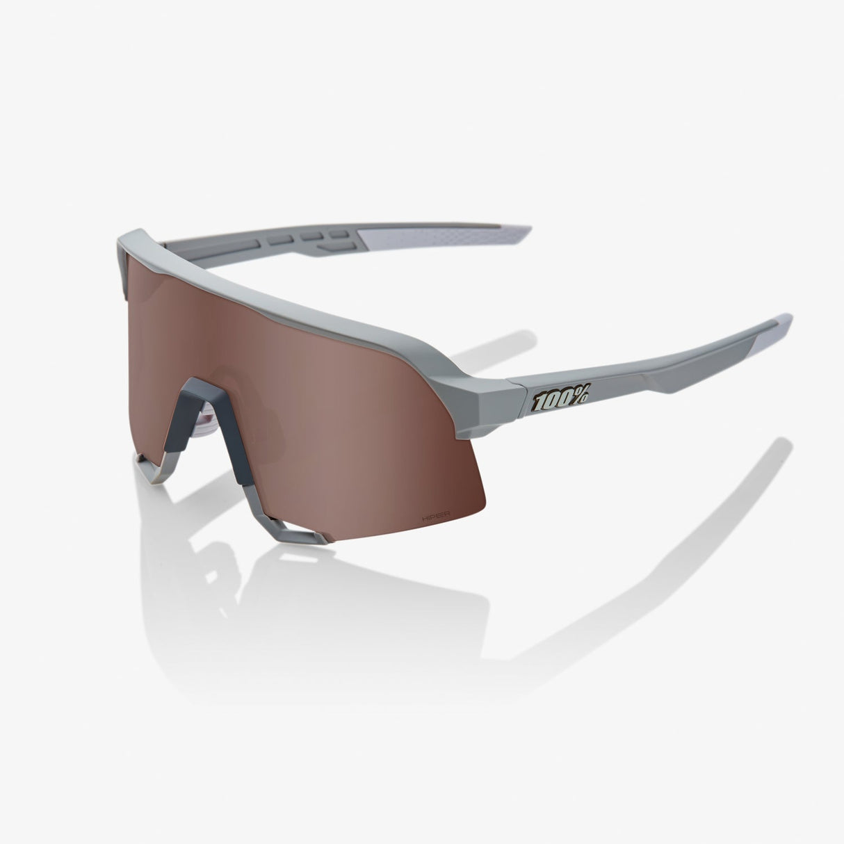 100% Sunglasses S3 - Soft Tact Stone Grey - HiPER Crimson Silver Mirror Lens