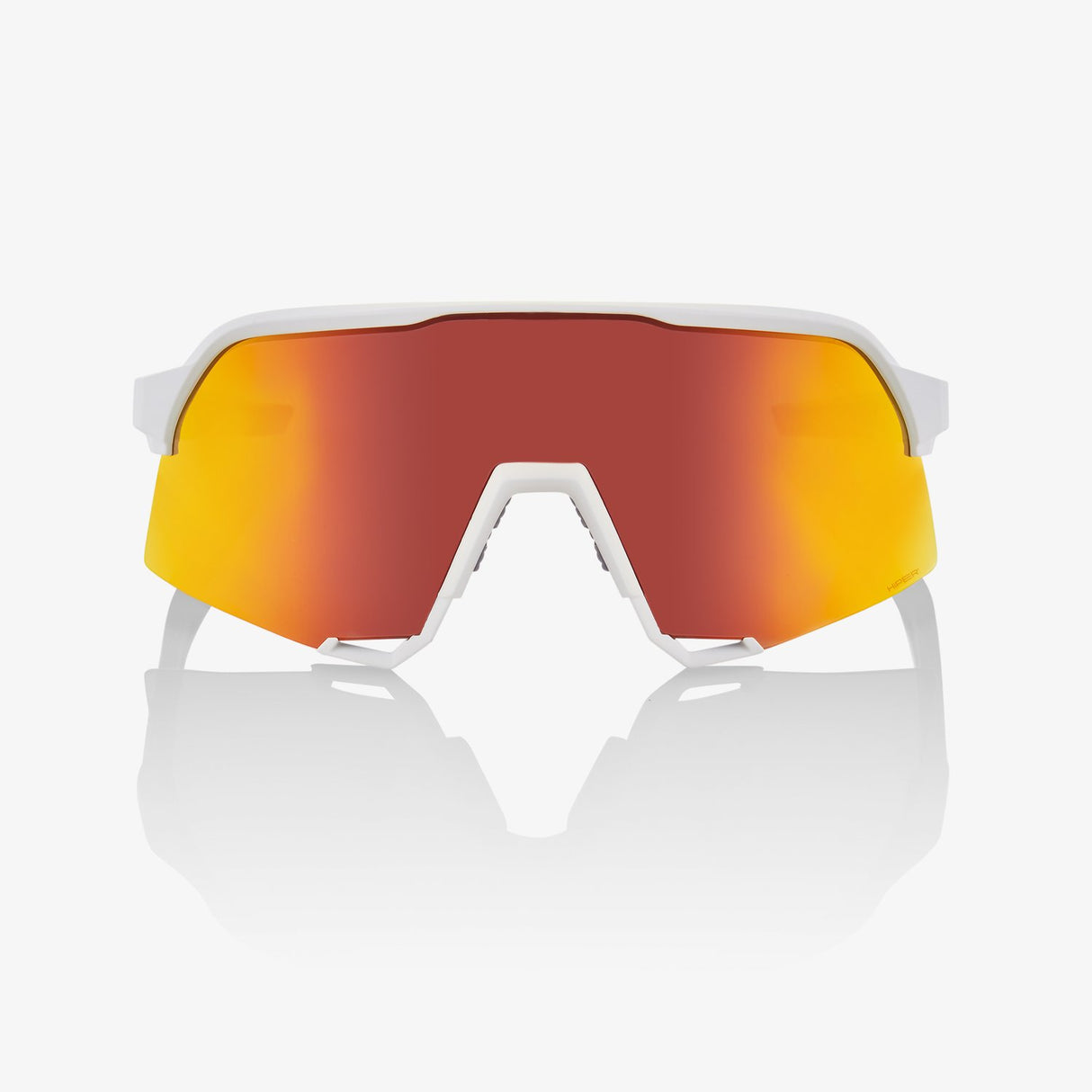 Ride 100% Cycling Sunglasses S3 - Soft Tact White - HiPER Red Multilayer Mirror Lens