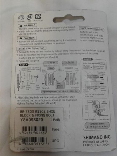 Dura-Ace BR-7800 Cartidge Brake Shoe Block Brake Pads Road Bike R55C2