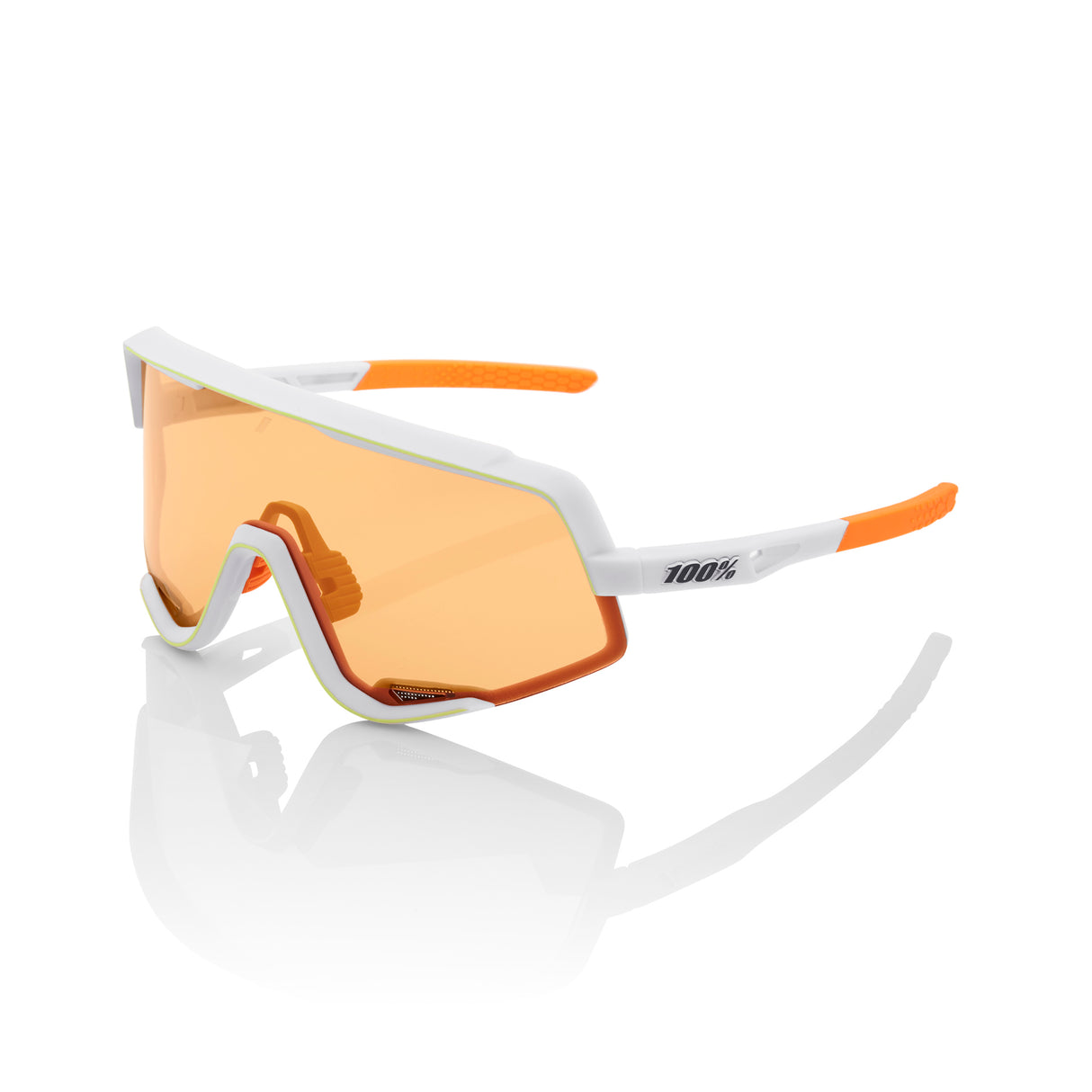 100% Sunglasses GLENDALE - Soft Tact Oxyfire White - Persimmon Lens