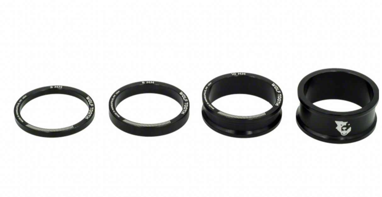 Wolf Tooth Headset Spacer Kit 3, 5,10, 15mm, Black