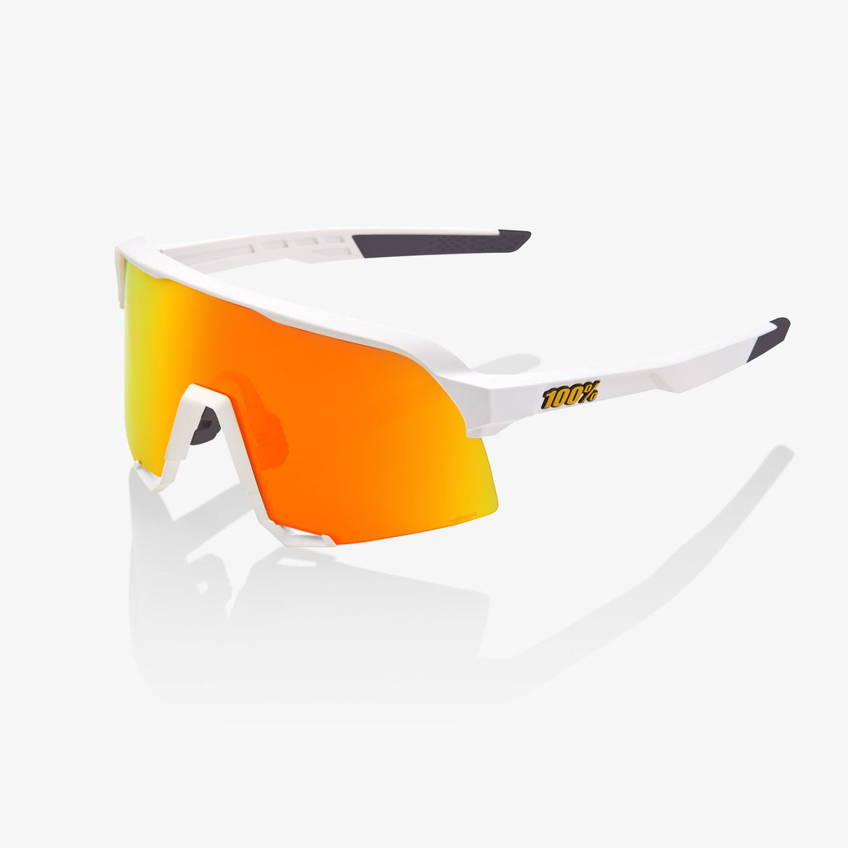 Ride 100% Cycling Sunglasses S3 - Soft Tact White - HiPER Red Multilayer Mirror Lens Misc 100% 1