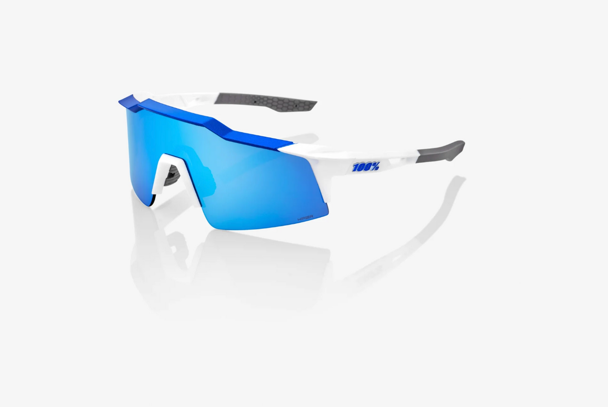100% Percent Speedcraft SL Cycling Sunglasses Matte White/Metallic Hiper Blue