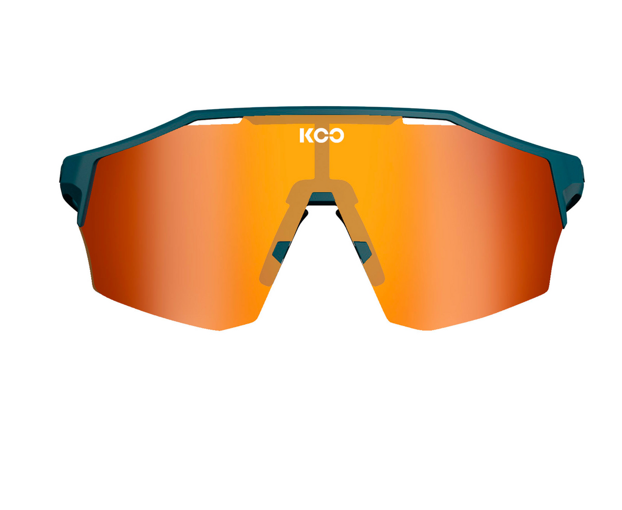 KOO Alibi Large Cycling Sunglasses - Dark Matte Blue w/ Red Photochromic Lens