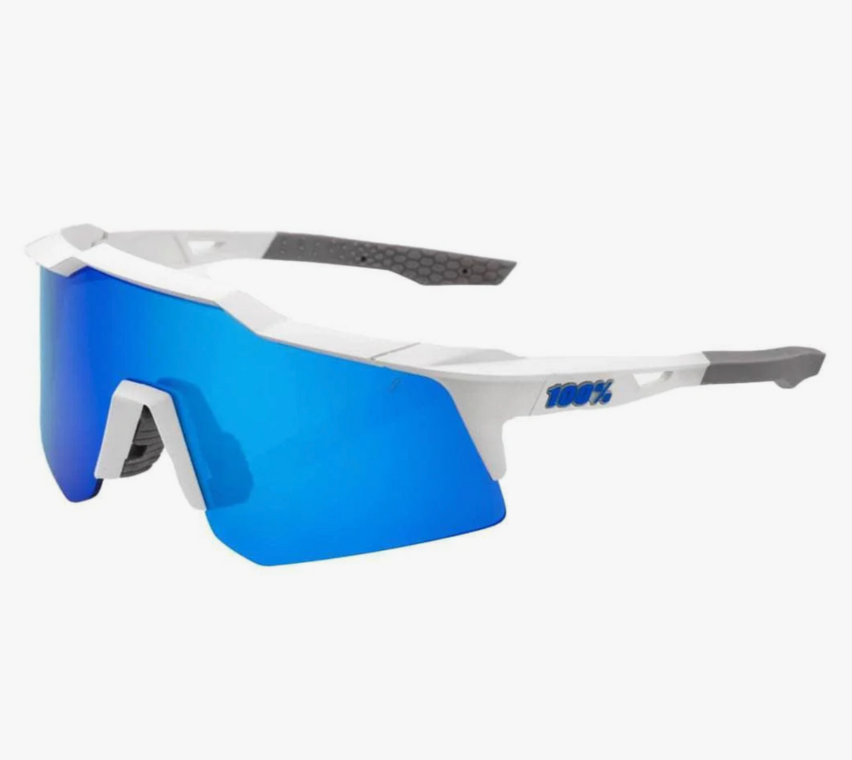 100% Sunglasses SPEEDCRAFT XS - Matte White - Blue Multilayer Irror Lens