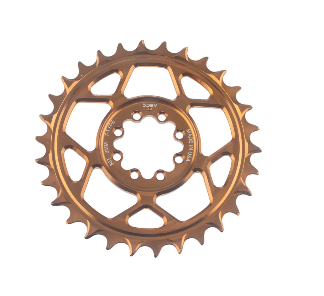 5Dev T-Type Chainring 3-Bolt Direct Mount 30t Made in USA Kashima