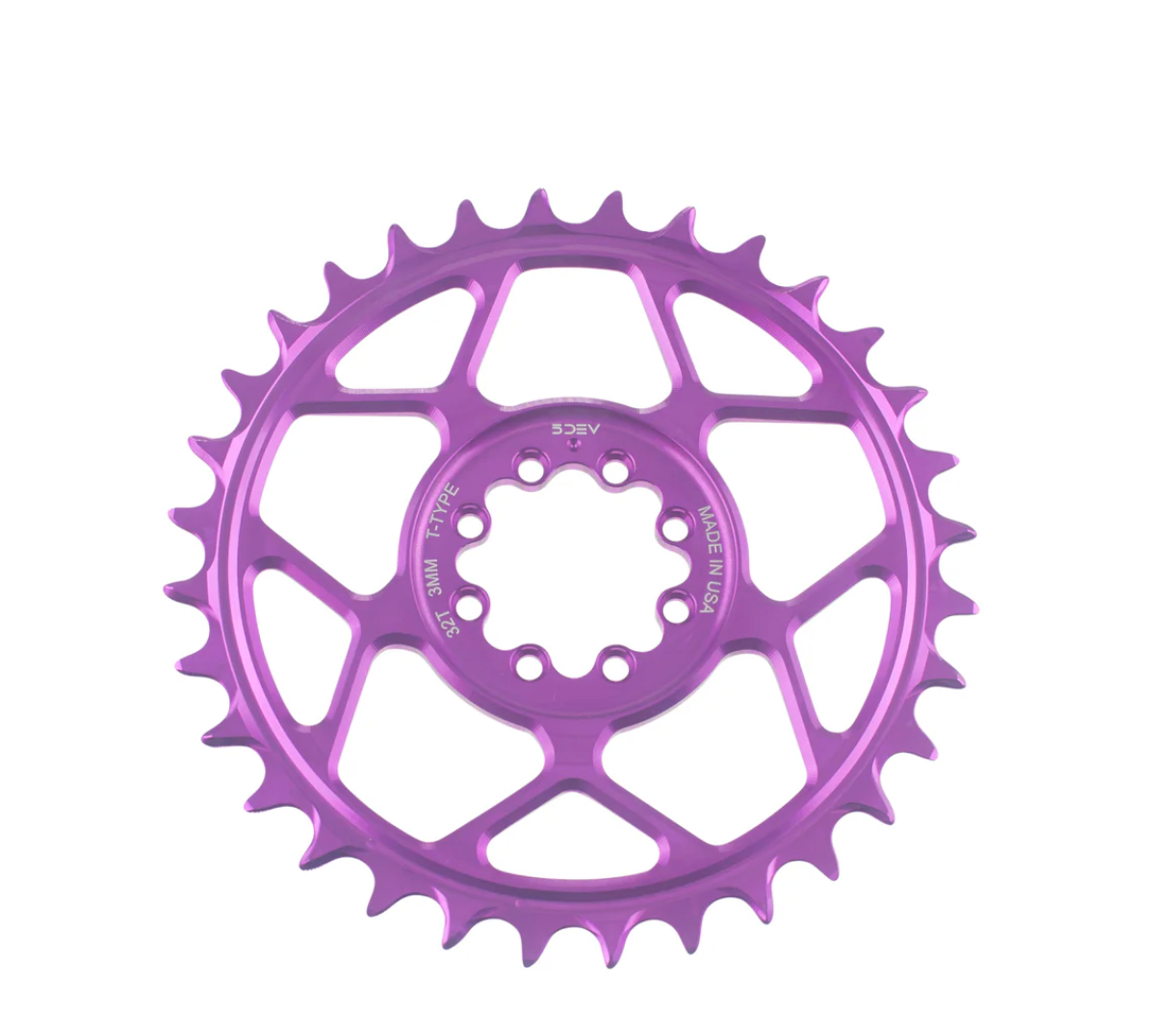 5Dev T-Type Chainring 3-Bolt Direct Mount 30t Made in USA Purple