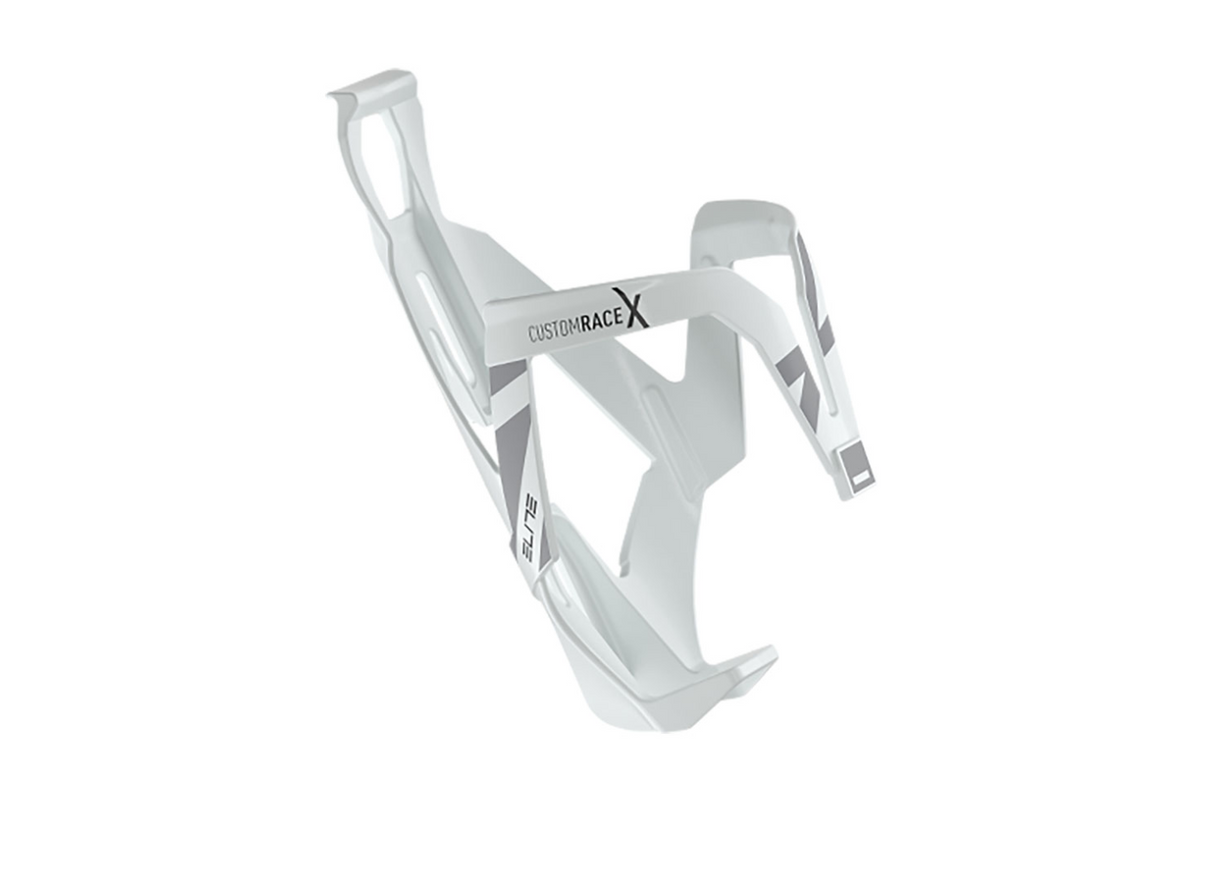 Elite Custom Race X Bicycle Water Bottle Cage, White Glossy/Gray