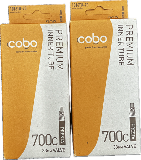 COBO Premium Bicycle Innertube 700x25-25 33mm Presta Valve (2 Pack) Sporting Goods > Cycling > Bicycle Components & Parts > Tubes Full Catalog COBO