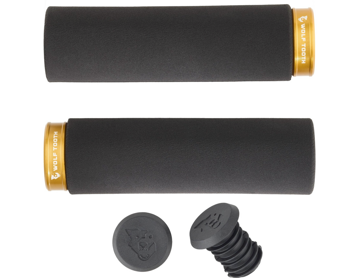 Wolf Tooth Fat Paw Lock On Mountain Bike Grip - Black/ Gold
