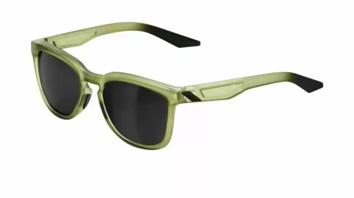 100% Sunglasses - Hudson Matte Translucent Olive Slate-Black Mirror