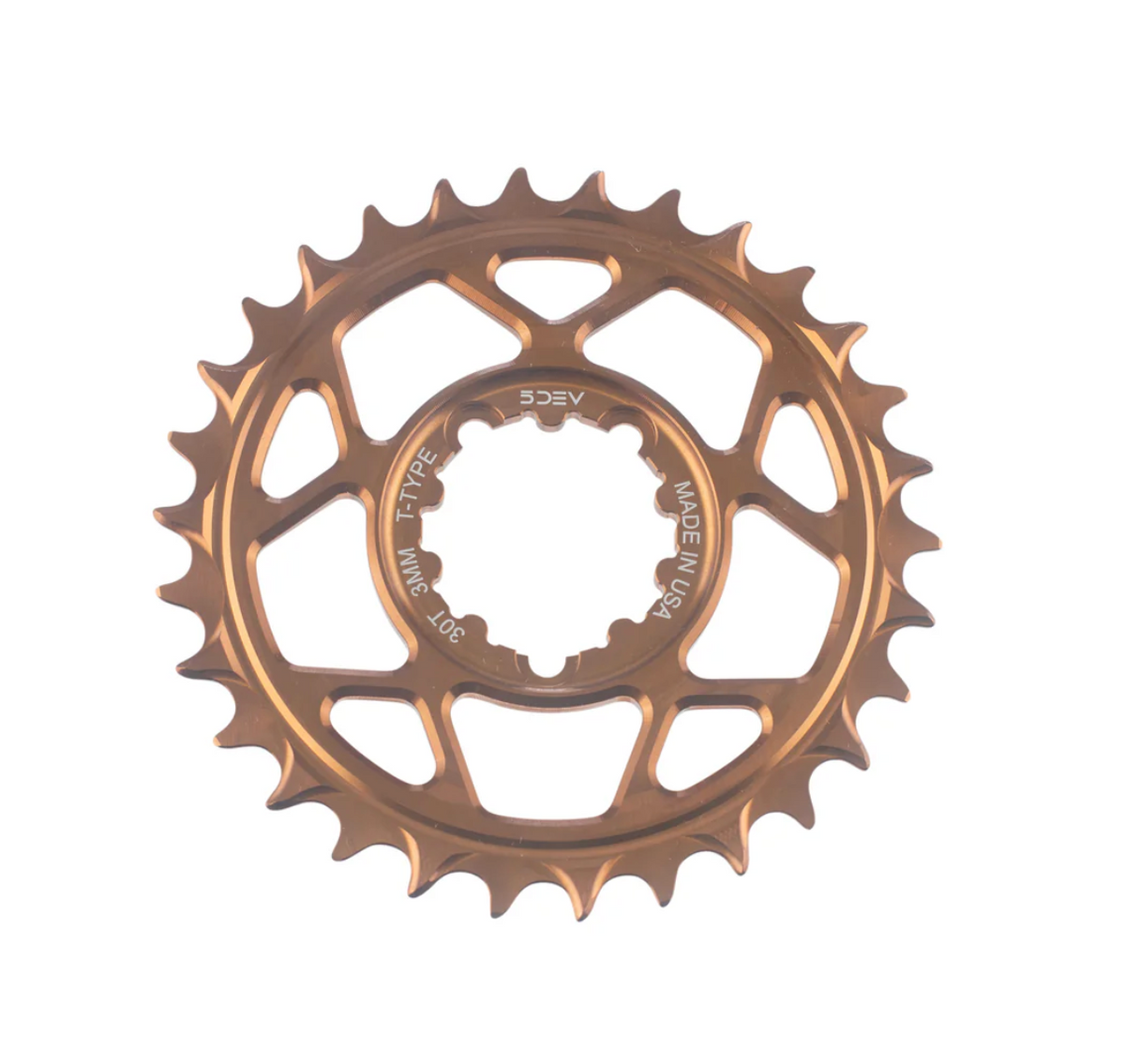 5Dev T-Type Chainring 3-Bolt Direct Mount 30t Made in USA Kashima
