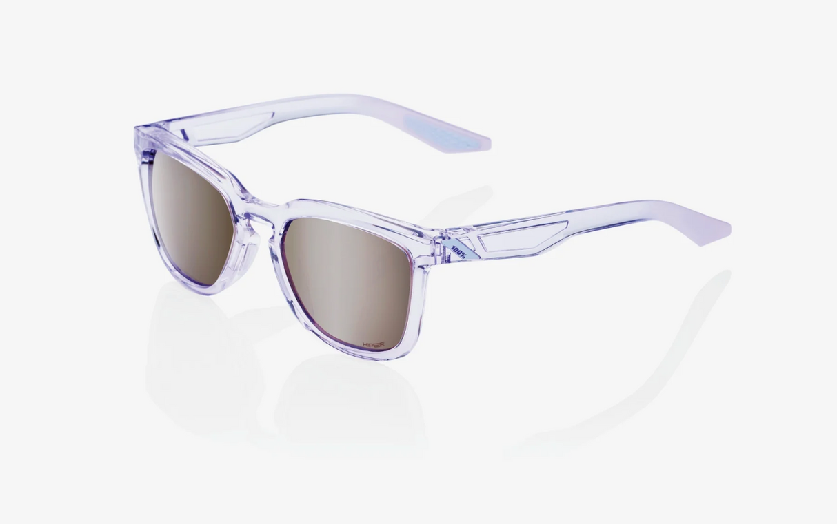 100% Sunglasses - Hudson Polished Translucent Lavender - Hiper Silver
