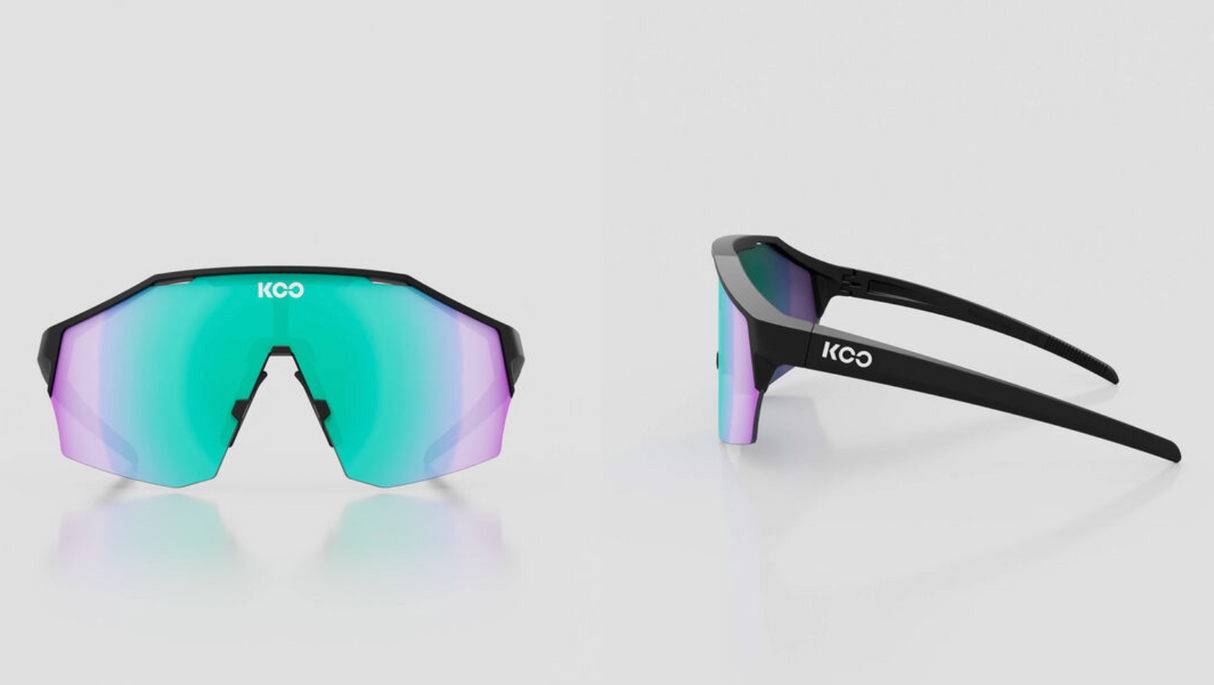 KOO Alibi Large Cycling Sunglasses - Black Matte w/ Green Photochromic Lens