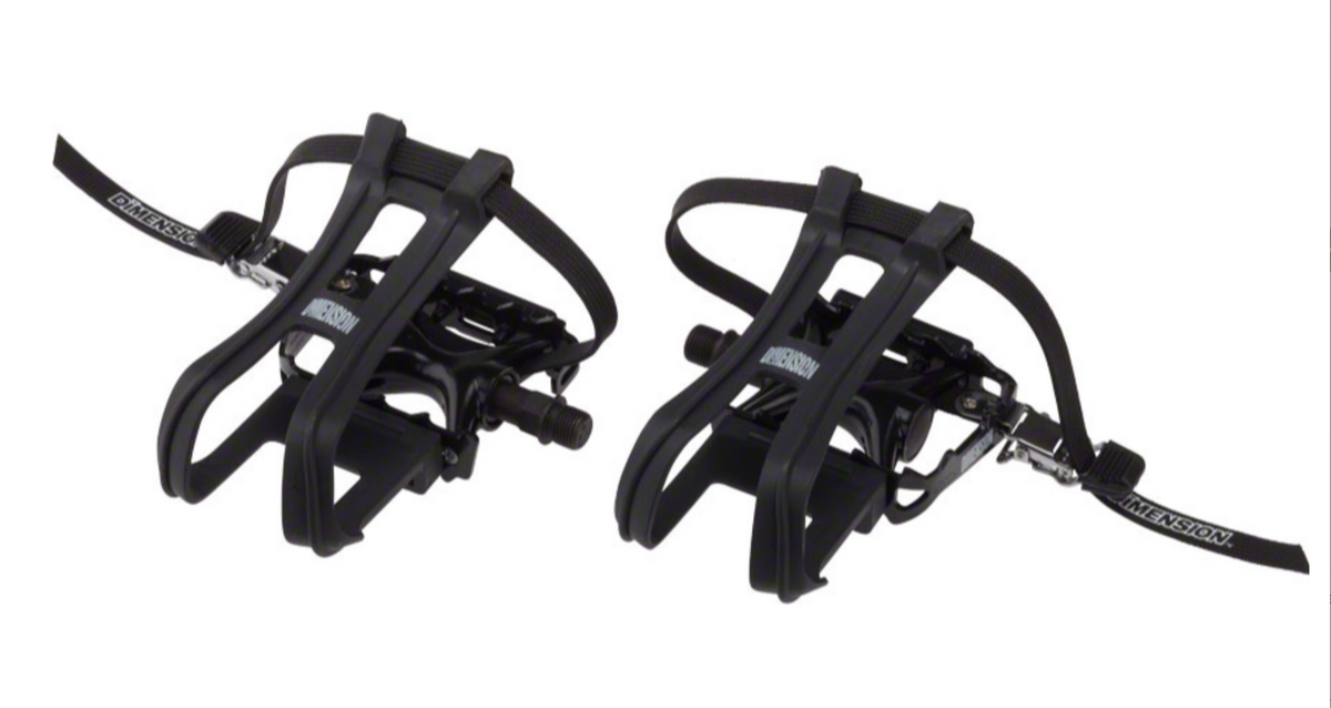 Dimension Compe Combo Pedals/Toe Clip Combo - Aluminum, 9/16", Black