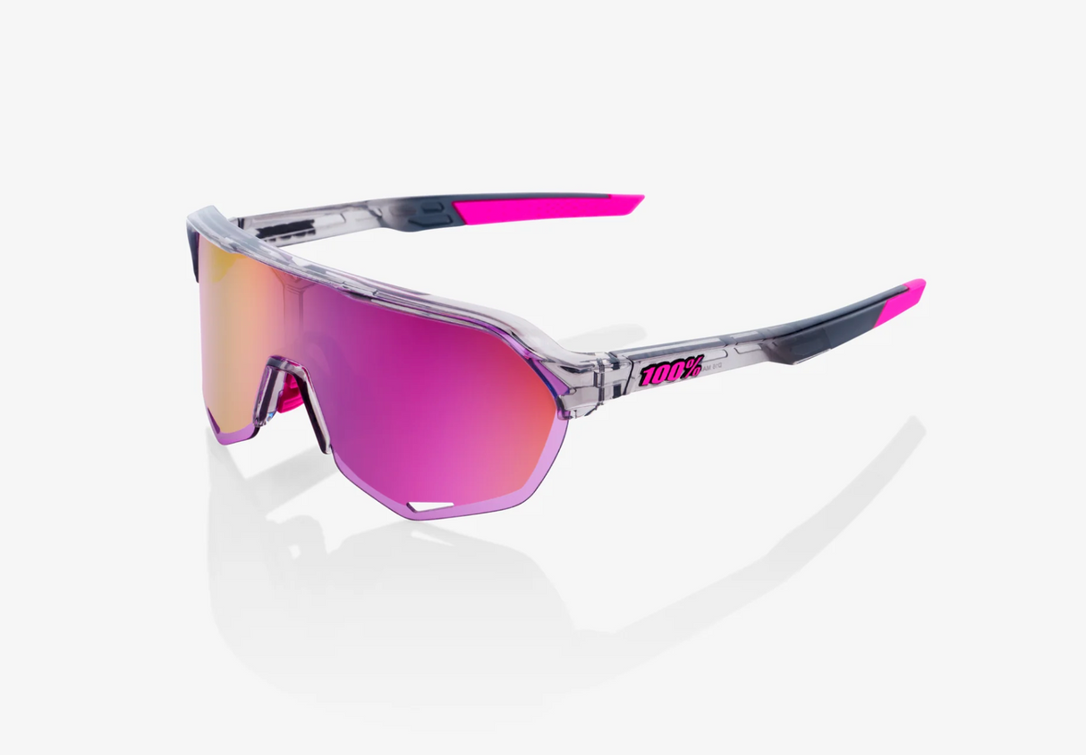 100% Percent Sunglasses S2 Polished Translucent Grey Purple + Clear Lens