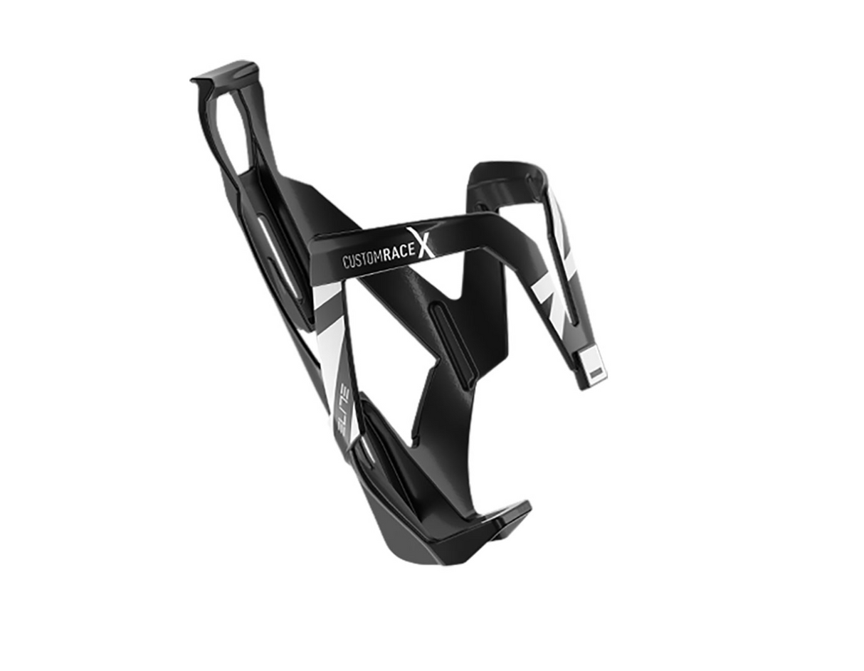 Elite Custom Race X Bicycle Water Bottle Cage, Black Glossy/White