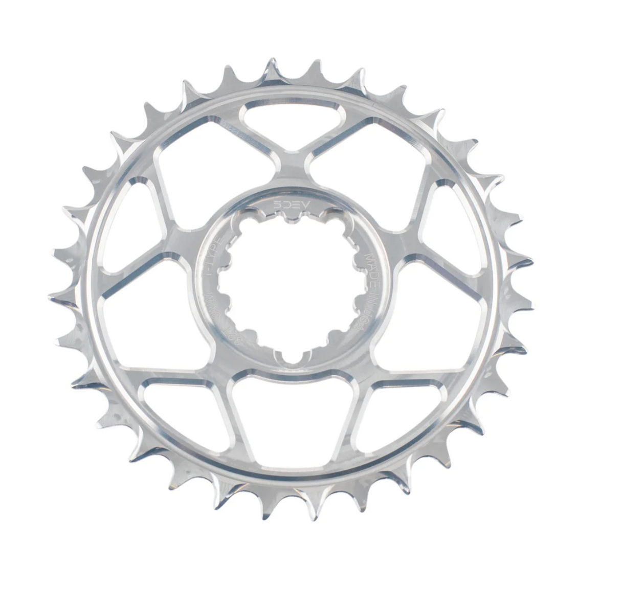5Dev T-Type Chainring 3-Bolt Direct Mount 30t Made in USA Raw